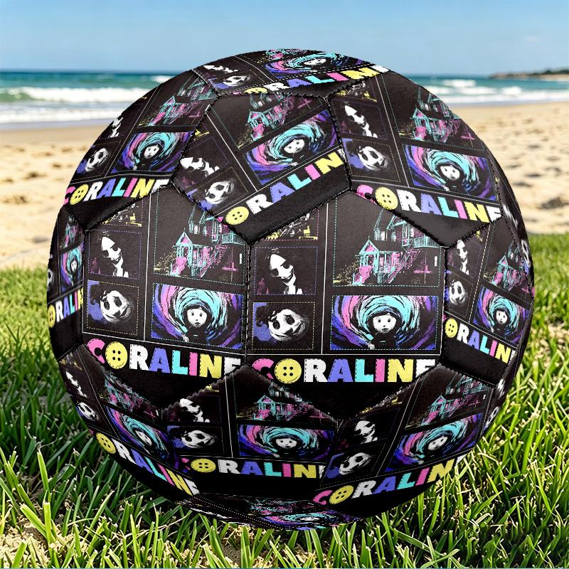 Coraline Print Size 5 Soccer Ball, PU Wear Resistant Football for Match Training and Daily Practice, Birthday Gift for Soccer Fans