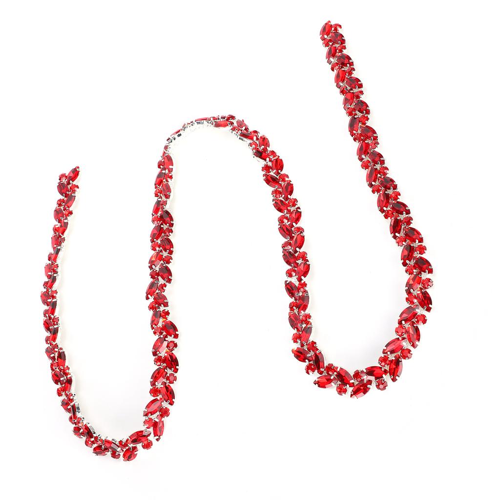 Horse Eye Flower Chain Glass Diamond DIY Shoelace Clothing Decoration AccessoriesBig Red