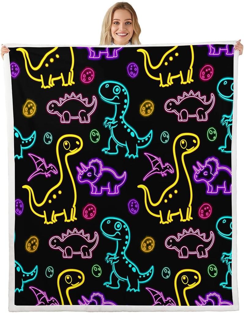 Colorful Dinosaur Blanket Soft Fleece Throw Kids Room Decor Baby Gift Cartoon Animal Design Home Decoration
