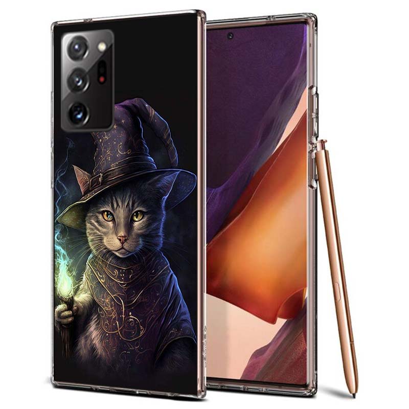 Halloweenové kouzelné kočičí pouzdro na telefon pro Samsung A55 A35 A25 A15 A07 A05S A16 A17 A26 A36 A37 A56 A57 Galaxy Note 20 10 A50S A71 A51 A