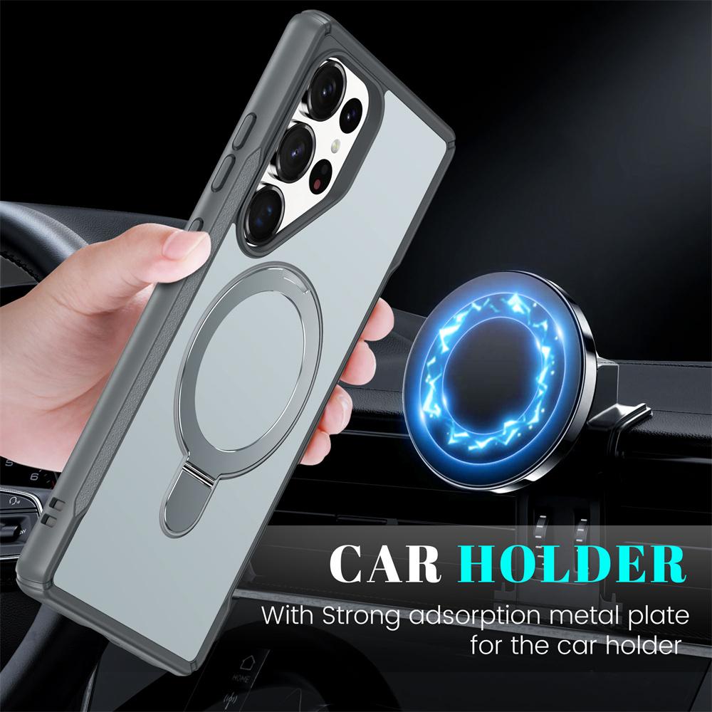 Luxury Magnetic Holder Folding Stand Phone Case for Samsung S26 S24 S25 Ultra Edge Plus A55 A54 A35 A16 A14 A06 A05 Back Cover