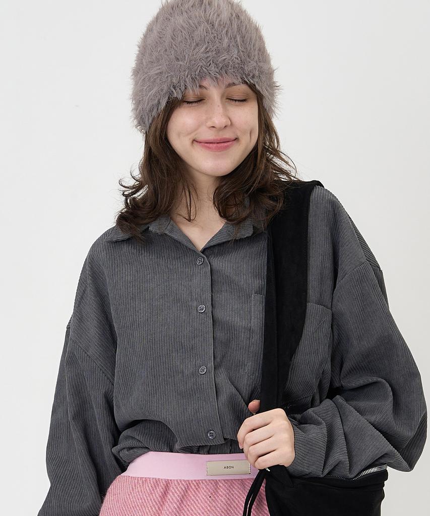 THE-ABON Snow Fur Beanie White