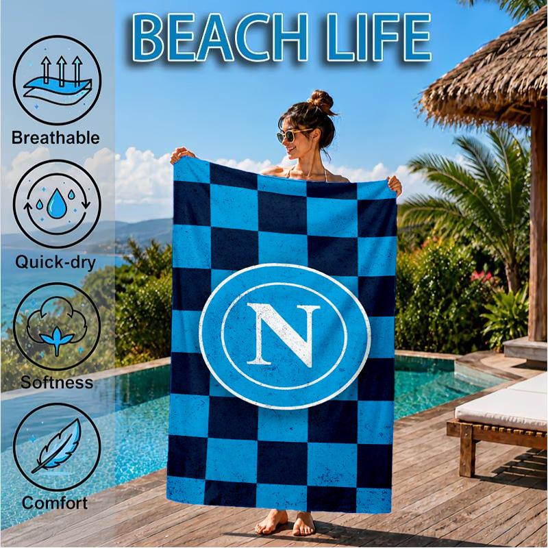 Asciugamano da Spiaggia Simbolo Energetico Blu Napoli, Asciugatura Rapida, Facile da Curare, Adatto Sia per il Fitness che per le Vacanze al Mare, Essenziale per lo Sport