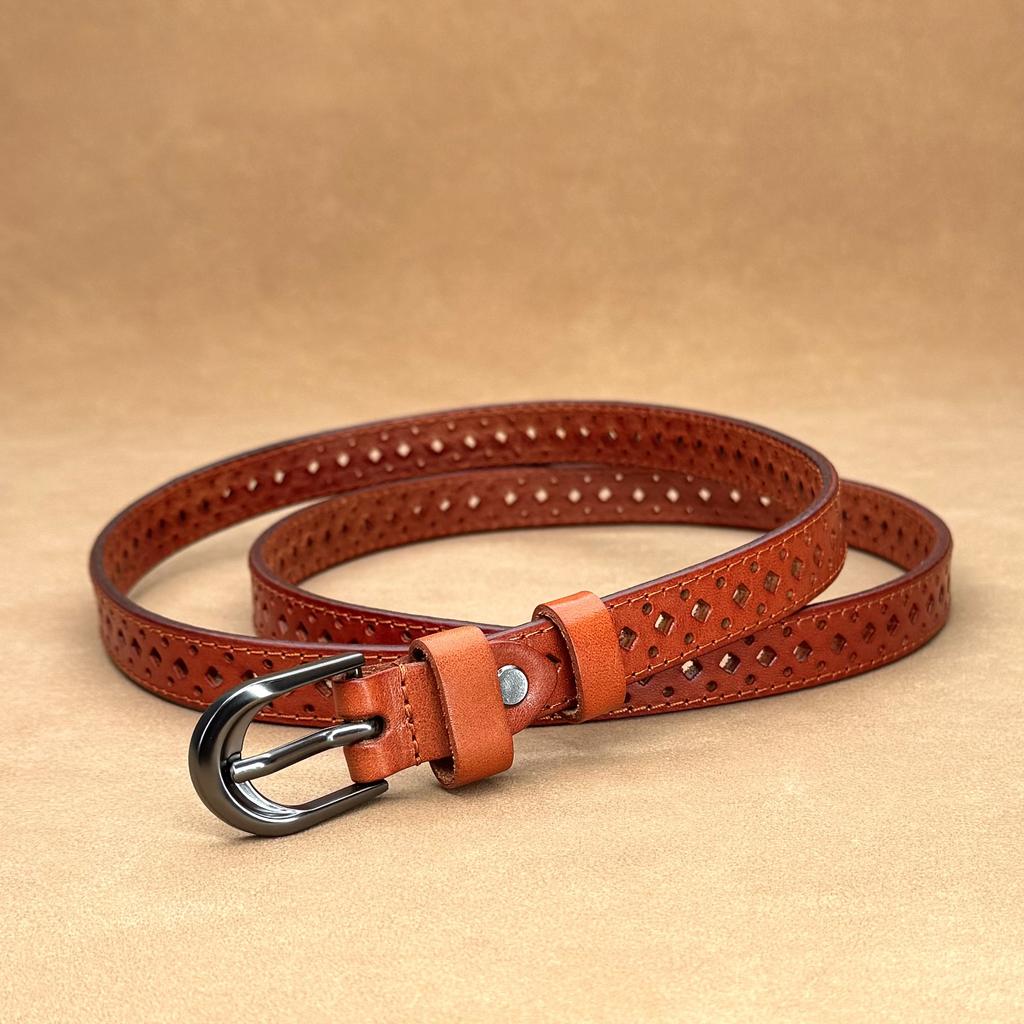 Women's Hollow Leather Belt Women's Casual Versatile Cowhide Belt