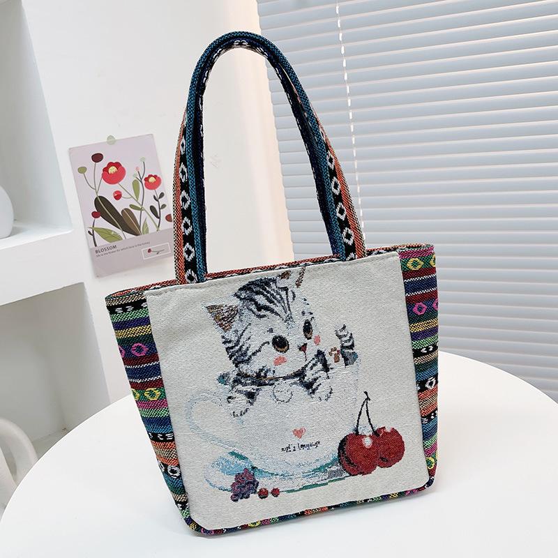 Canvas embroidery butterfly handbag bag middle-aged and elderly mother handbag women's ethnic style elephant women's bag