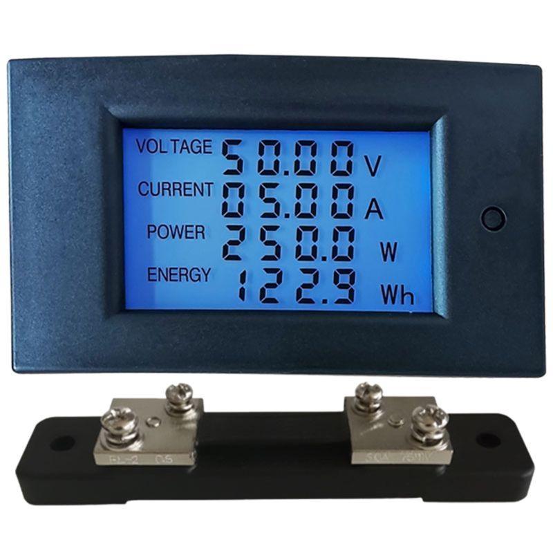 20/50/100A DC 7.5-100V Digital LCD Voltmeter Ammeter Wattmeter Power Energy Meter Volt Kwh Watt Amp