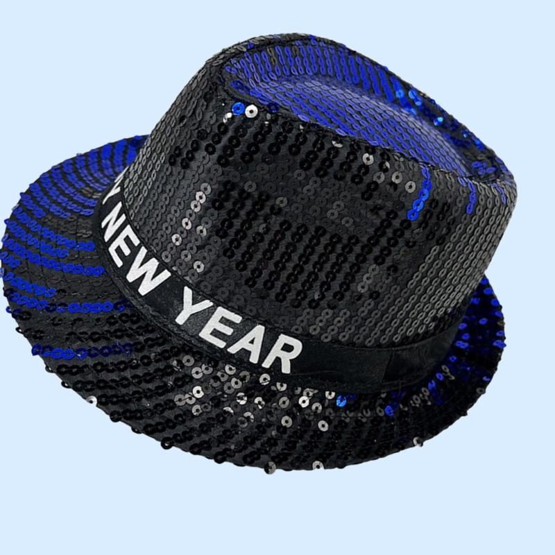 Sequined Oktoberfest Hat for Women Men New Year Eve Panama Hat Roll Brims Hat Cosplay Costume Adult Theme Party Accessory