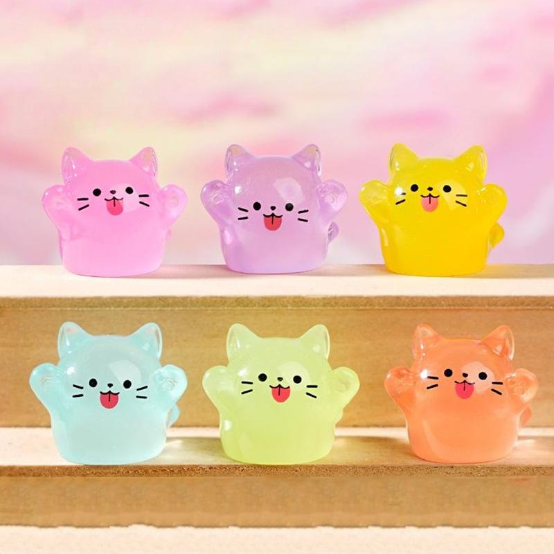 5/10Pcs Mignon Dessin Animé Lumineux Chaton Miniature Figurine Ornement Diy Accessoires de Décoration de Maison Kawaii Décoration de Bureau Cadeaux