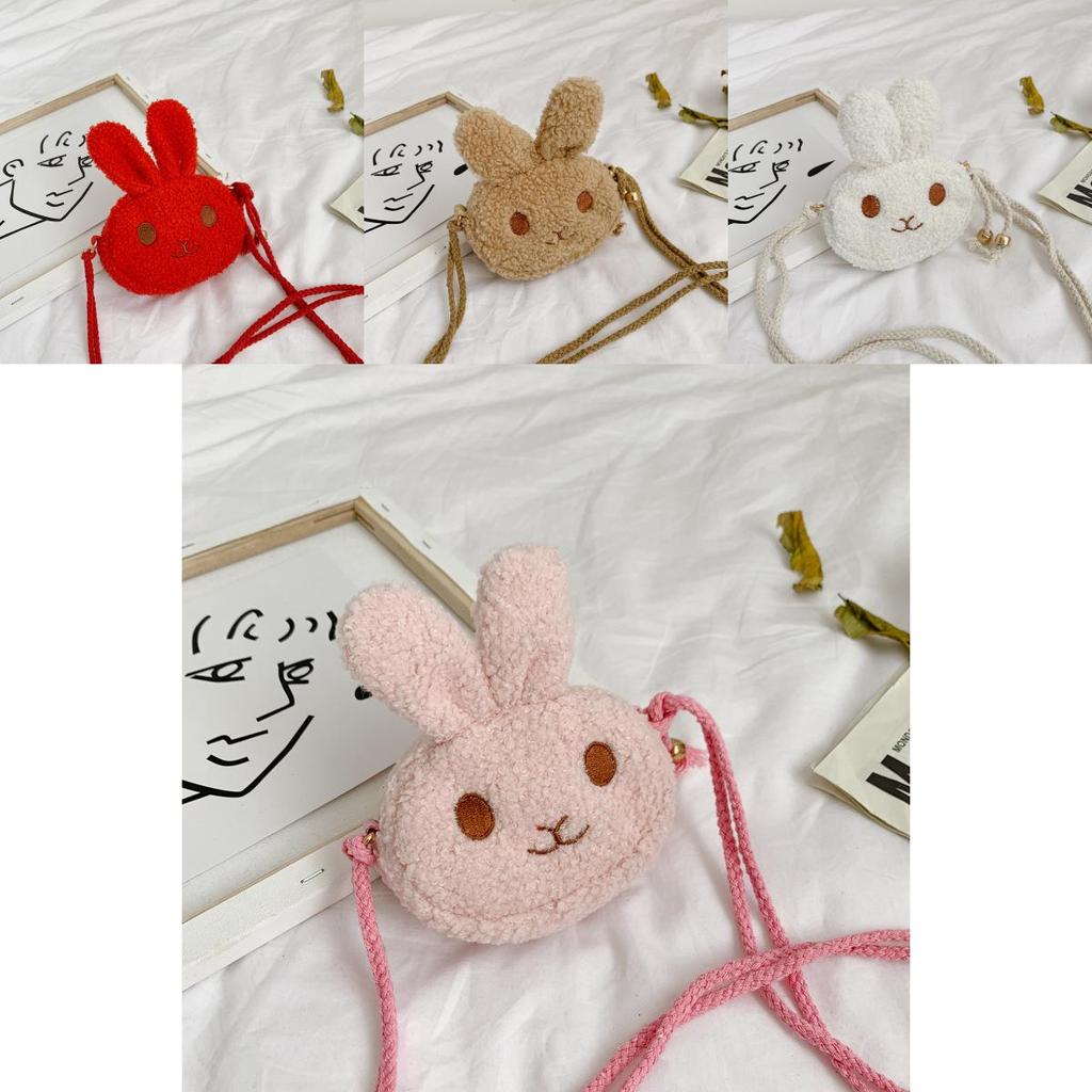 Adorable Cartoon Bunny Plush Bag For Toddlers Cute Shoulder Snack Bag