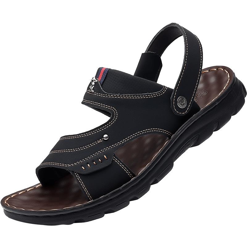 New hot sale Men's Sandals Non-slip Genuine Leather Sandals Soft Slippers  Flat For Mens Casual Shoes Sandalias MSA511