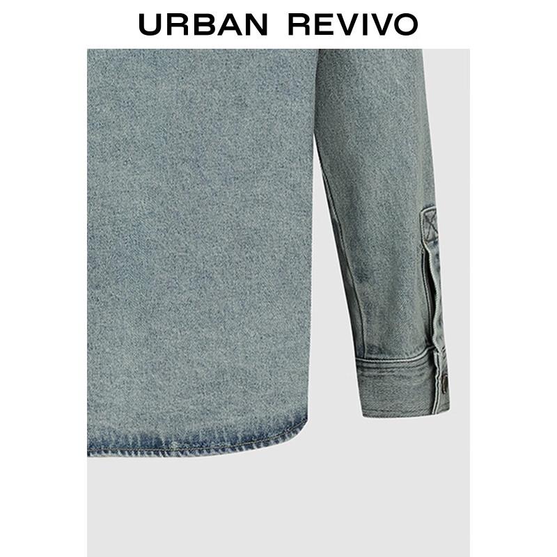 UR Men's 2025 Autumn Embroidered Washed Denim Shirt