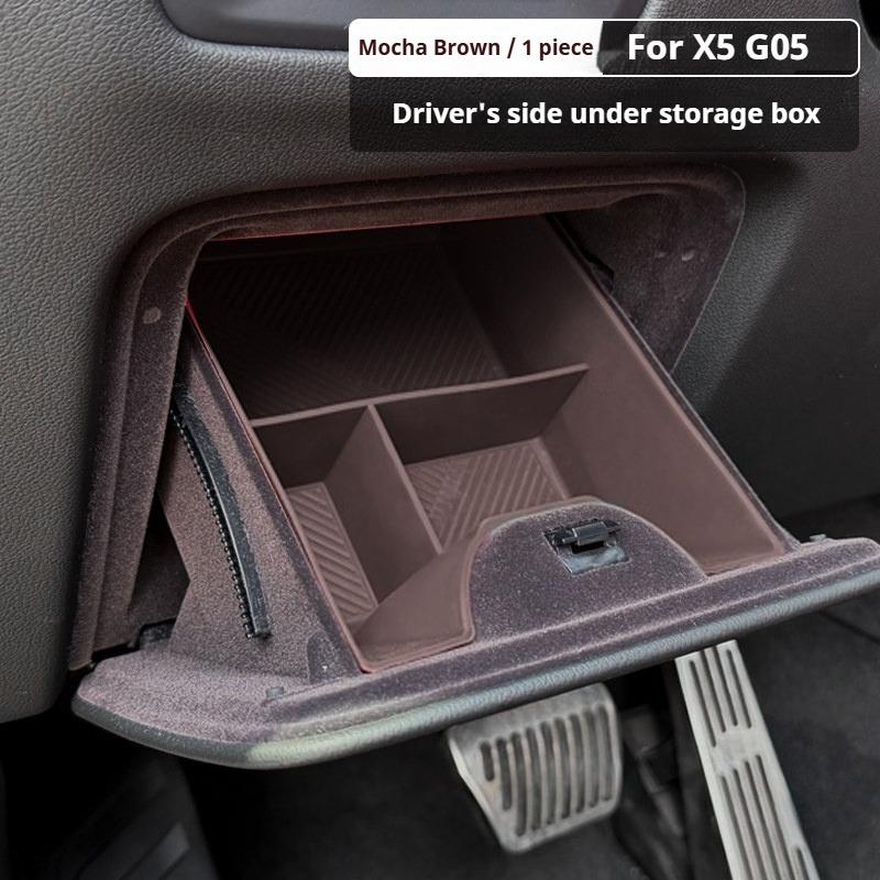 For X5 G05 X6 X7 2019-2026 Driver Side Lower Storage Box Silicone Organizer Interior Decoration Stowing Accessories