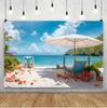 Summer Seaside Party Backdrops For Photography Tent Fruits Beach Palm Trees Holiday Camping Party Background Decor Photo Studio