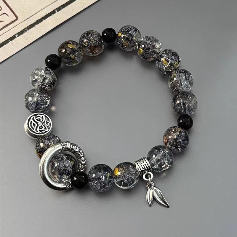 Super Fairy Forest Gradient Glass Bracelet - Chic Chinese Style Gift for Women and Best Friends, Lightweight Luxury Accessory