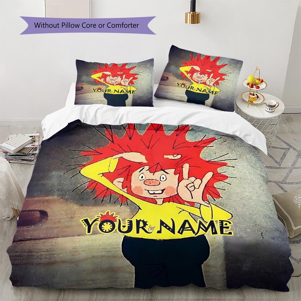 Adventure Hairland Custom Name Pattern Bedding Quilt Set Quilt Cover Pillowcase Home Birthday Gift(1 * duvet cover + 2 * pillowcase, without core)