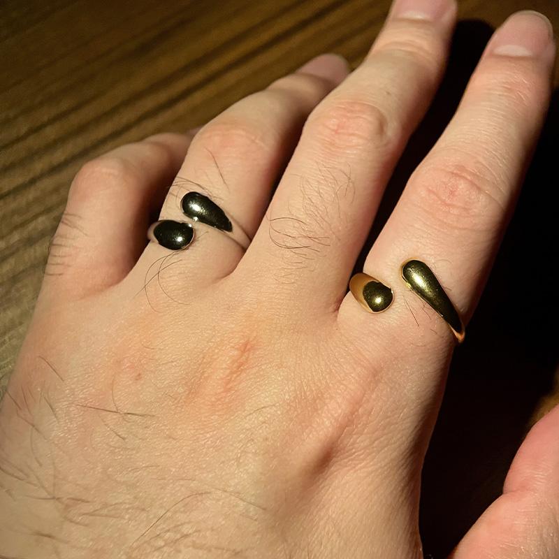 Retro Water Drop Ring For Women Stainless Steel Silver Gold Color Punk Gothic Adjustable Open Ring Jewelry Accessories Gift