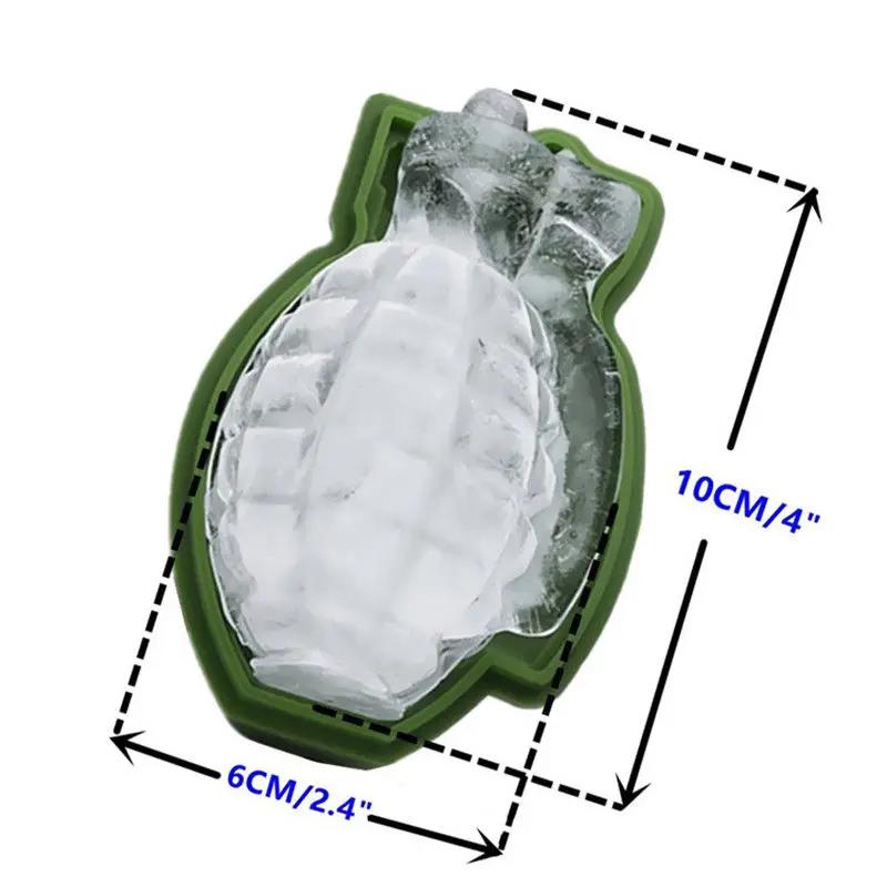 1/2 Sets 3D Grenade Shape Silicone Ice Cube Mold, Reusable & Easy Release for Whiskey, Cocktail, Bar Drinks, Popsicle Maker