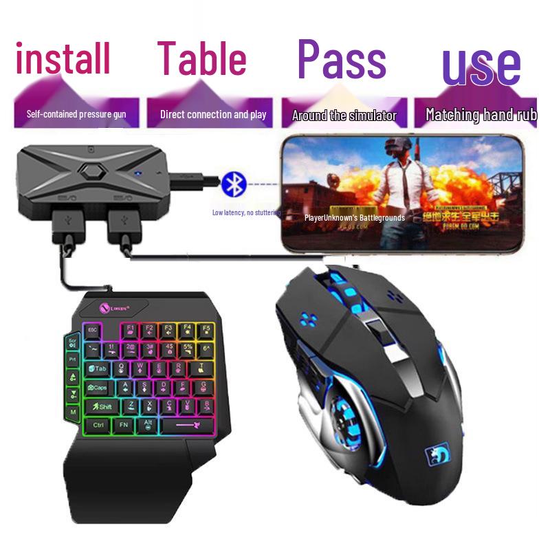 JiaYing PUBG One-Handed Keyboard & Mouse Auto-Press Gun Peripheral Set
