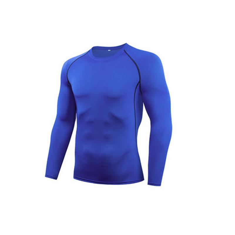 

Чоловіча дихаюча спортивна футболка з довгим рукавом - Поліестеровий фітнес базовий шар та коректор фігури S синій