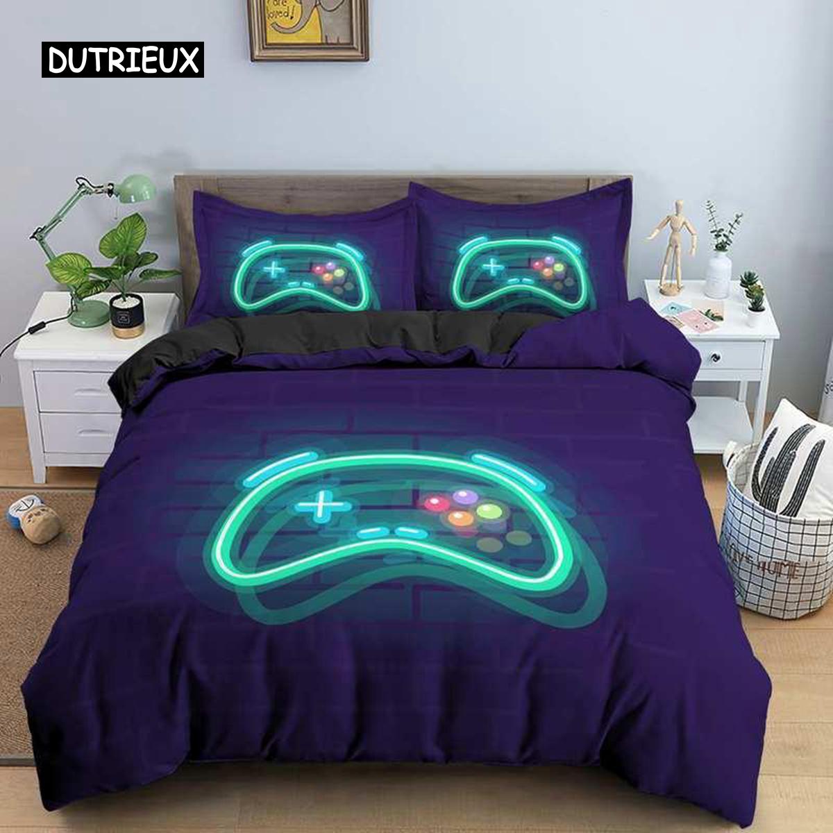 

Game Duvet Cover Set Full Microfiber Gaming Bedding Set 3pcs for Kids Boys Girls Video Games Comforter Cover Gamepad Quilt Cover Tool EU single(135x200cm)
