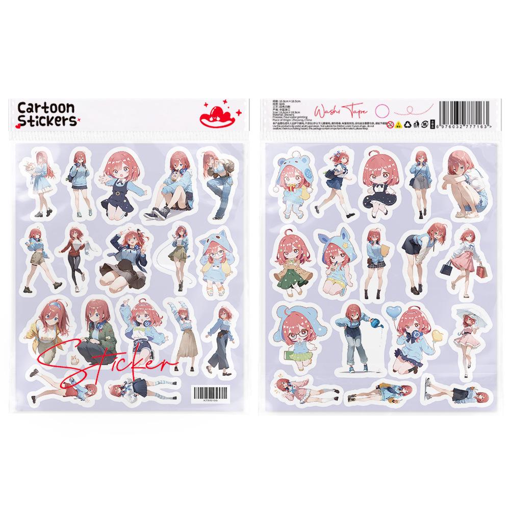 6 Fogli, 103 Adesivi Anime Unici di Nakano Miku - Belle Ragazze 2D e Design Loli Carini