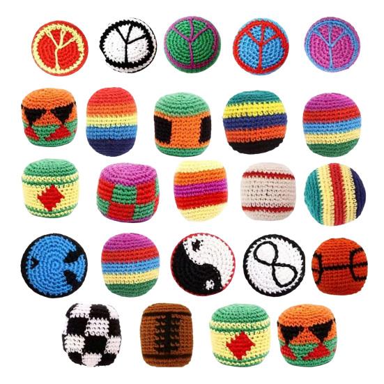 Hand Knitted Beanbag Balls Set Soft Filled Throwing Juggling Balls for Kids Adults Colorful Cotton Yarn Footbag for Coordination Outdoor Play
