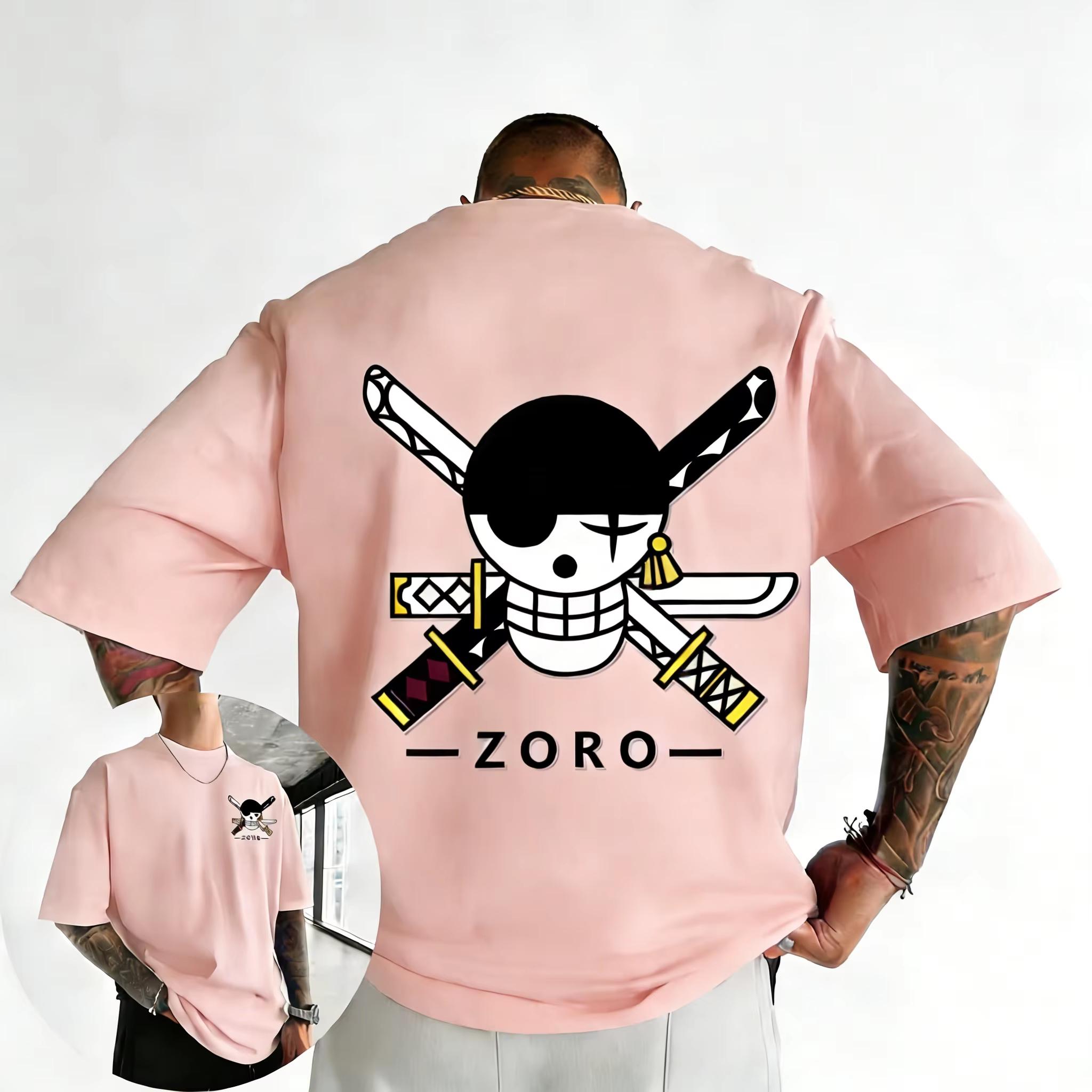 

One Piece cartoon Roronoa Solon printed cotton Tshirt 2026 summer new unisex loose casual 3XL