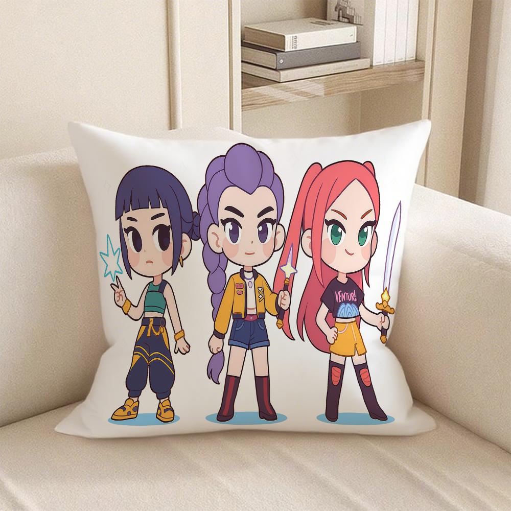 KPop Demon Hunters  Cute Anime On the Pillowcase: Colorful Characters and Fantasy Cats Fashion Home Decoration