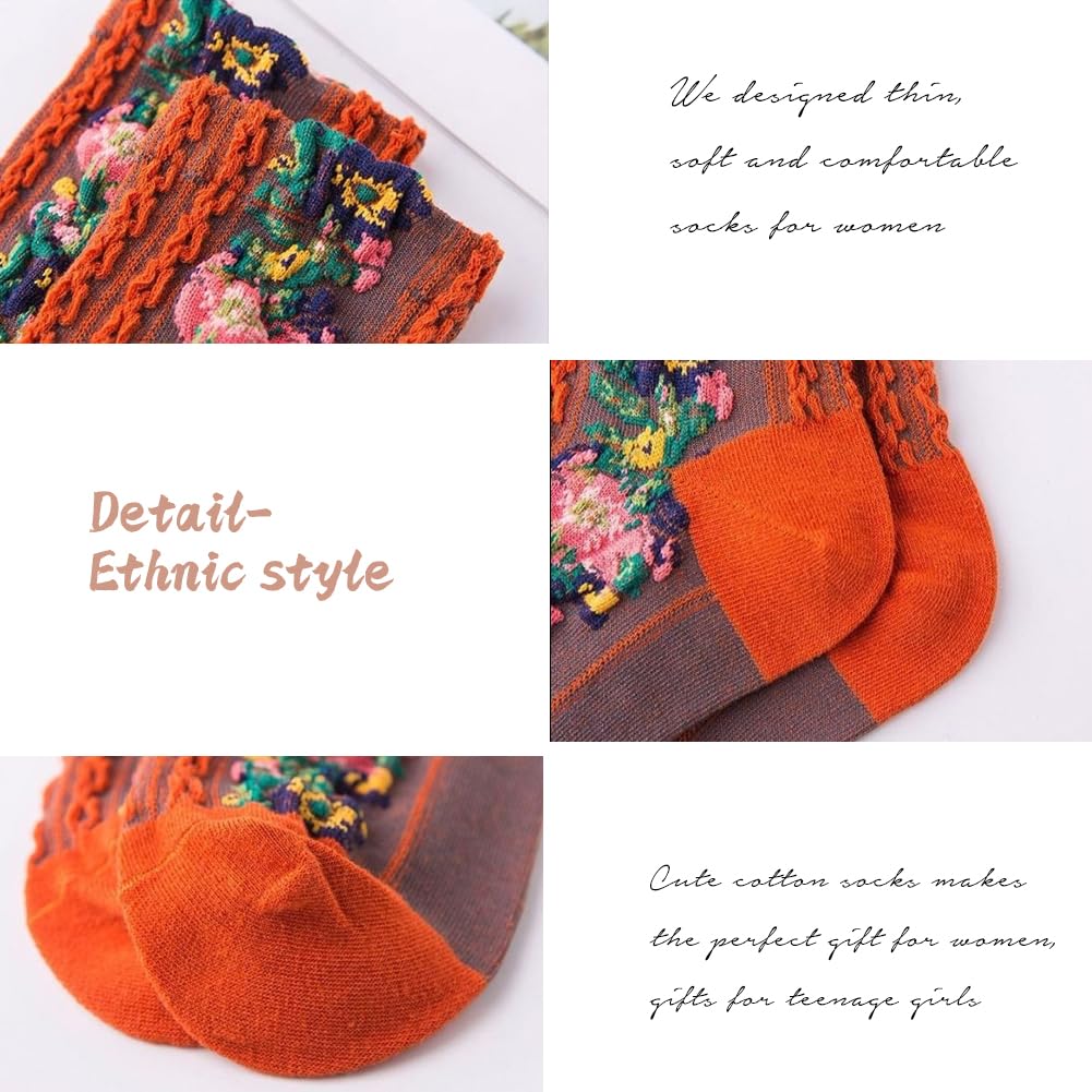 FASELE Ankle Cute Cotton with a Retro Floral Perfect for and Stylish and and These Socks Are Perfect for Everyday and All A Great Gift Women's Socks,