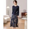 Women's Elegant Long-Sleeved Skirt Two-Piece Set