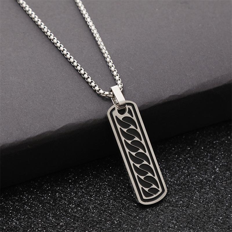 European and American Men's Simple Black Oil Dripping Non-fading Necklace Hip-hop Trendy Brand Versatile