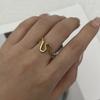 Gold Plated Stainless Steel Geometric Symmetry Line Open Ring for Women Men Line Texture Ring Charms Waterproof Jewelry Gift