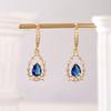 Luxurious Female Green/blue Zircon Earrings Vintage Bridal Wedding Earrings Classic Gold Color Small Drop Earrings for Women