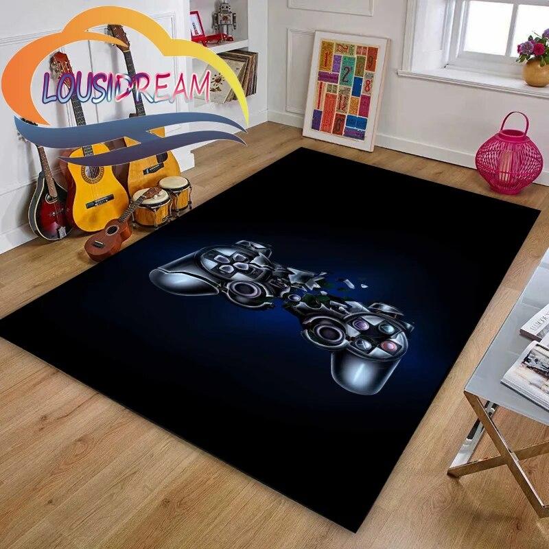 Gamer or Game handle Playroom and Bedroom Plush Carpet Non-slip  Soft Play Mat Bed Area Rug Parlor Decor
