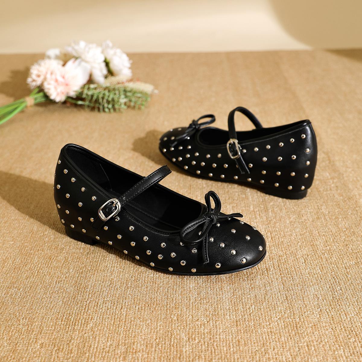 

Fengliya туфли-лодочки фея бант 2025 новые серебристые с блестками хрустальные полностью в бриллиантах балетки Мэри Джейн 34 чёрный