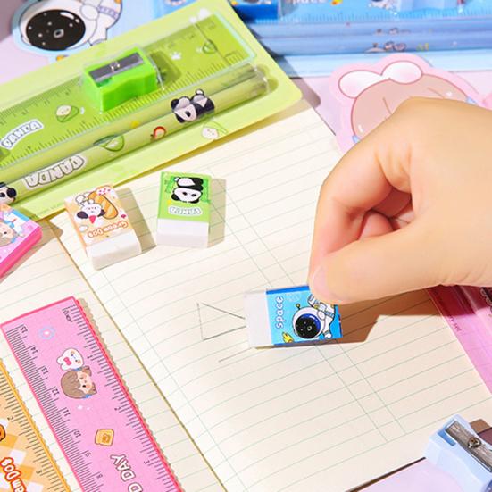 Student Stationery Set Smooth Writing Pencil Eraser Ruler Sharpener Cute Cartoon Complete School Supplies Classroom Back To School Gifts