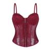 Women's  Sexy LaceBack Zip Corset Top Bustier G-string Body Shapewear