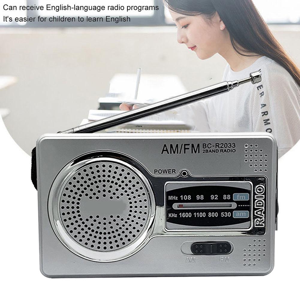 AM FM Mini Elder Radio Dual Band HiFi Elder Pointer Radio Battery Powered Pocket Pointer Radio 3.5mm Jack Telescopic Antenna
