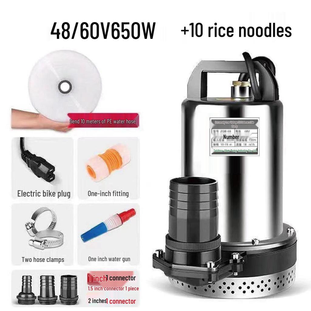 DC Submersible Water Pump for Vegetables and Farming, Compatible with 12V-60V Battery or Electric Vehicle