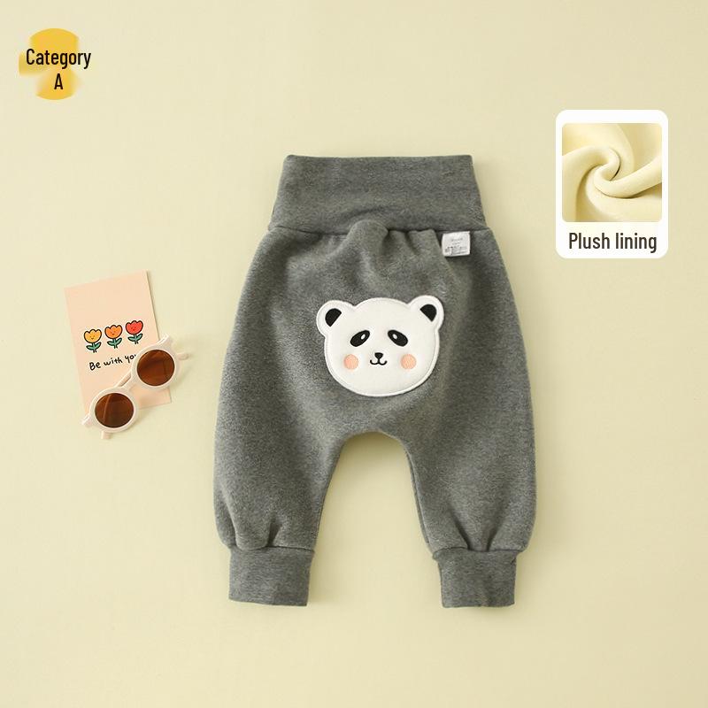 

2025 Зимние детские хлопковые брюки в корейском стиле с высокой талией и флисовой подкладкой для детей от маленького до среднего возраста 73 cm Height