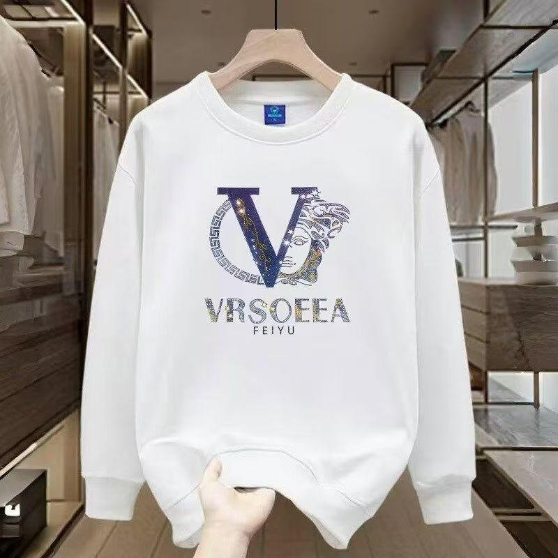 

Men s Autumn Fleece-Lined Cotton Sweatshirt with Print Design - Long-Sleeve, Plus Size Pullover L