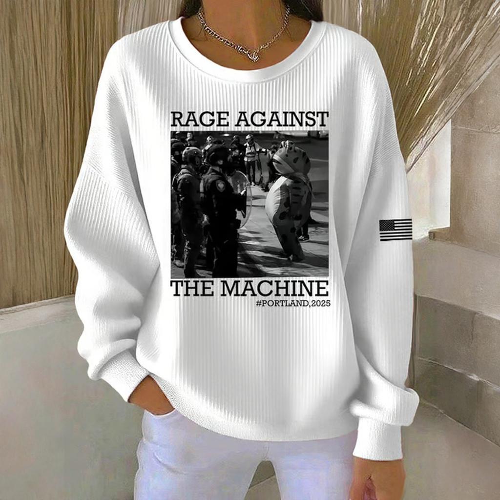 Women's Loose Comfortable Casual And Fashionable Round Neck Pattern Long Sleeved Sweatshirt