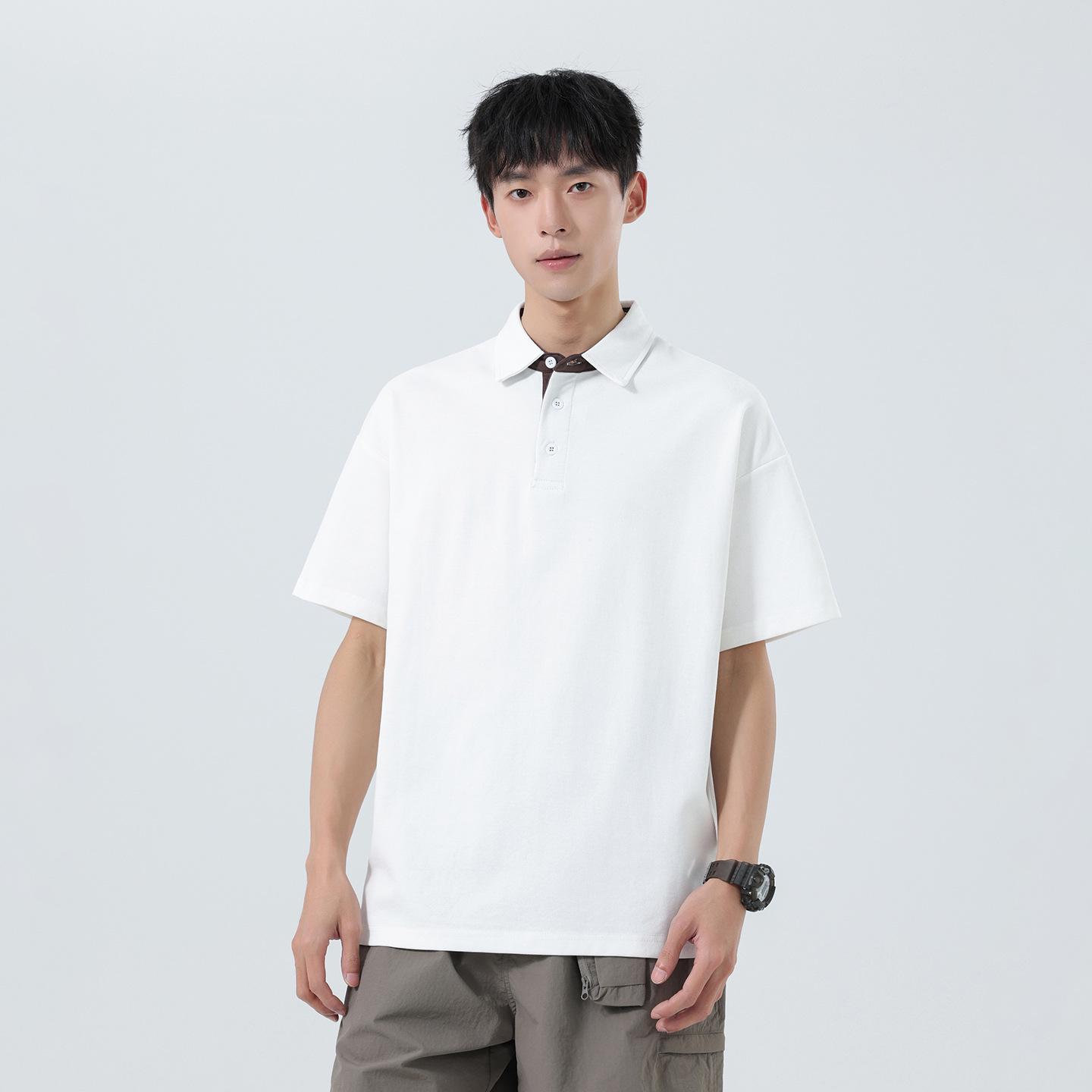 

Pengyun Men s Retro Textured Polo: Short-Sleeve Lapel T-Shirt for Spring/Summer. Medium