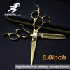 6.0 Inch Gold, Thick Flower Handle Hair Scissors, Hair Scissors, Flat Cut Tooth Scissors, Thin Cut