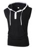 Mens Casual Sleeveless Hooded Solid Pullover Tank Top