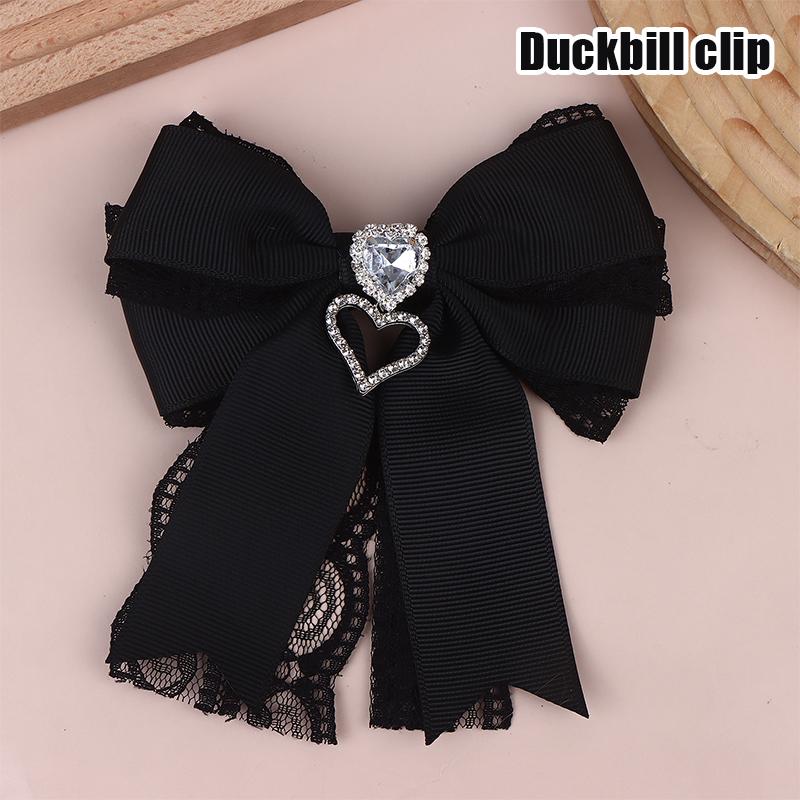 Women'S Lace Bow Tie Brooches Hairclip Heart Shape  Pendant Lolita Skirt Accessories Pin Clips Jewelry Gift