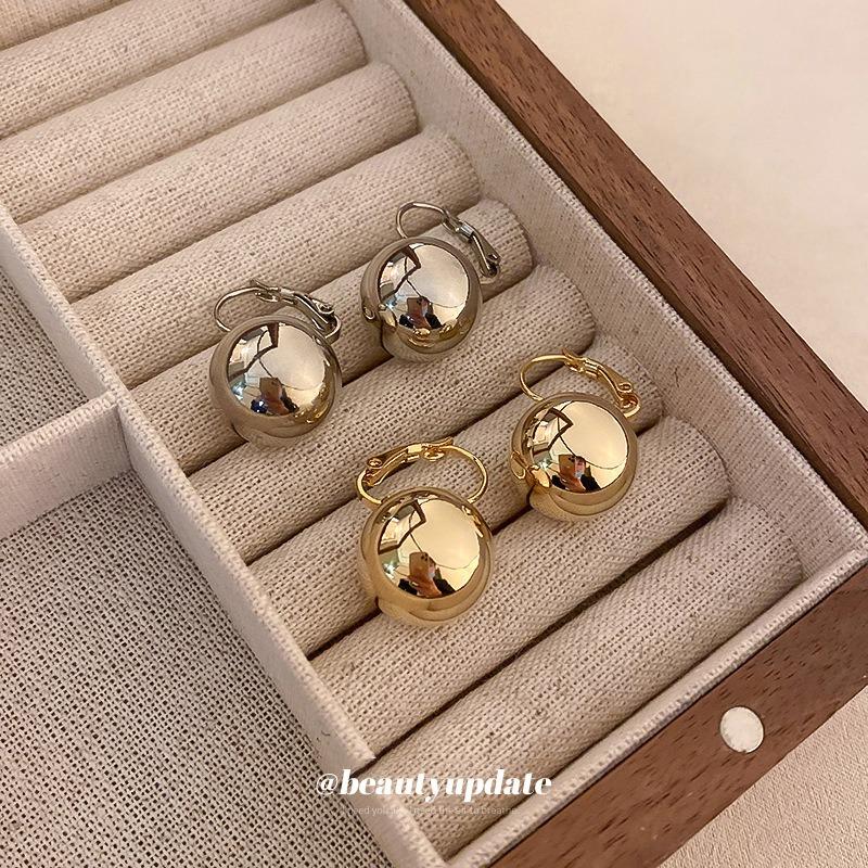 Simple Metal Round Beads, Ear Hook Earrings, Dongdaemun Fashion Design, Ear Buckle Earrings, Cold Wind Earrings, Women