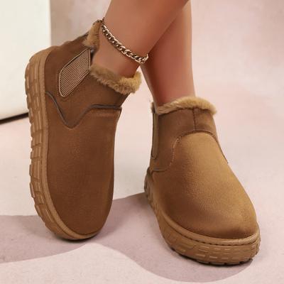 Fashion 2025 Winter Women Short Plush Warm Snow Boots Casual Shoes Suede Fur Chelsea Ankle Comfortable Boots Flats Platform Ladies Shoes