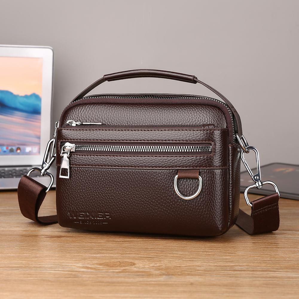 WEIXIER Herren Leder Umhängetasche Wasserdichte Messenger Bag Sling Satchel Tasche für Geschäftsreisen