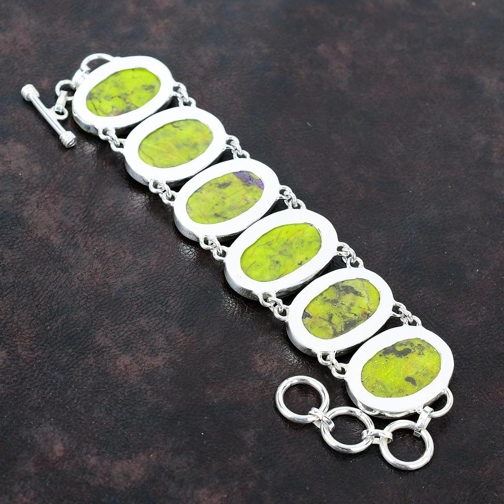 Pulseira de pedra preciosa Stichtite Joia elegante Pulseira de prata esterlina 925 Pulseira de corrente ajustável Pulseira de pedra de nascimento feita à mão Presente para ele